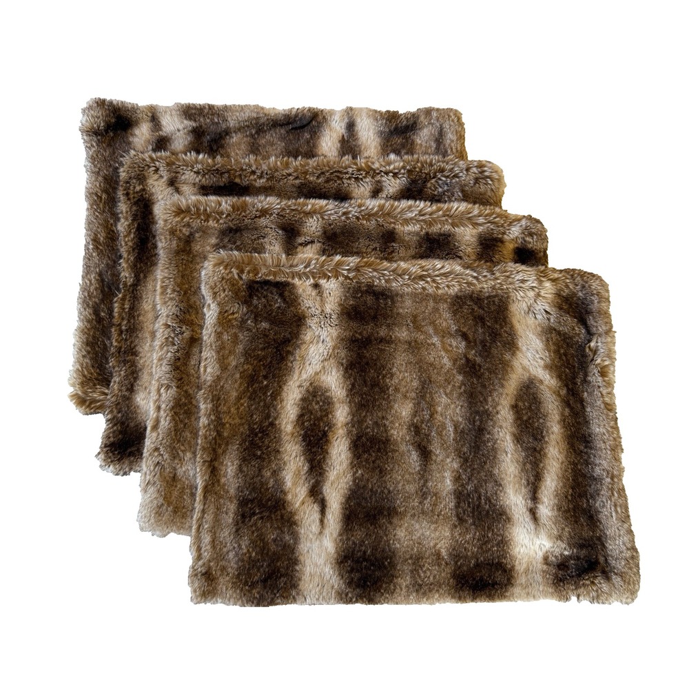 Pottery Barn Faux‎ Fur Placemats Lot Of 4 Caramel Ombre Brown 21 x 18